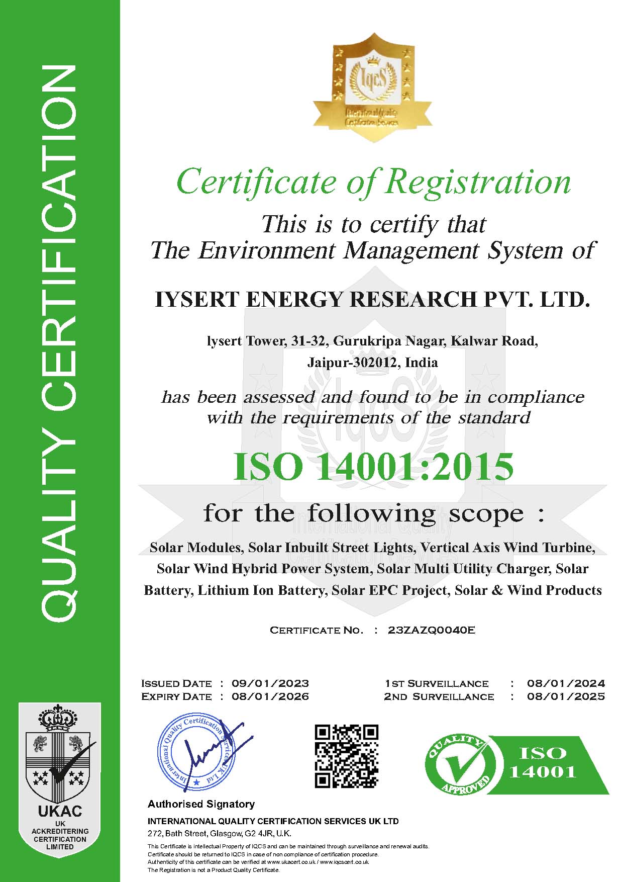 iysert energy certificates